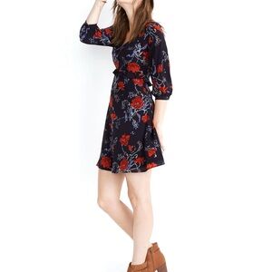 Madewell Floral Mini Dress - Navy and Red